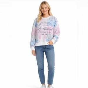 Vinyl Icons East Hampton Le Weekend Patchwork Sweatshirt Small New